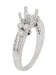 Art Deco 3/4 Carat Diamond Engraved Fleur De Lis Engagement Ring Mounting in 14 Karat White Gold