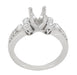 Art Deco 3/4 Carat Diamond Engraved Fleur De Lis Engagement Ring Mounting in 14 Karat White Gold