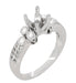 Art Deco 3/4 Carat Diamond Engraved Fleur De Lis Engagement Ring Mounting in 14 Karat White Gold