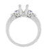 Eternal Stars Sapphire Side Stones Engraved Fleur De Lis Engagement Ring Mounting for a 3/4 Carat Princess Cut Diamond  in 14 Karat White Gold