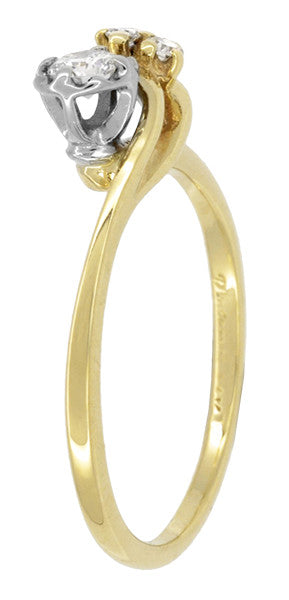 1960's Moon and Stars Bypass Vintage Diamond Engagement Ring in 14 Karat Yellow Gold - Item: R845 - Image: 3