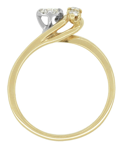 1960's Moon and Stars Bypass Vintage Diamond Engagement Ring in 14 Karat Yellow Gold - Item: R845 - Image: 5