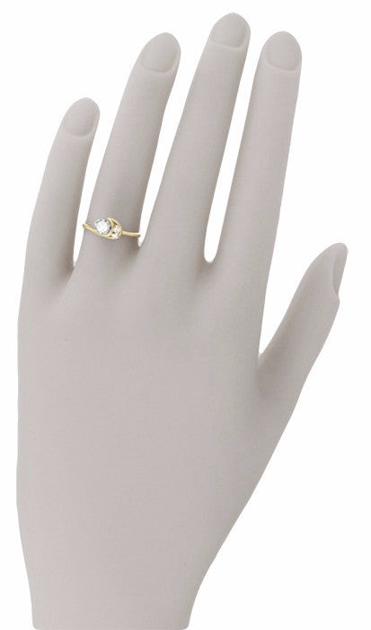 1960's Moon and Stars Bypass Vintage Diamond Engagement Ring in 14 Karat Yellow Gold - Item: R845 - Image: 6