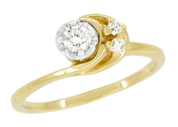 Moon and Stars Bypass Vintage Diamond Engagement Ring in 14 Karat ...
