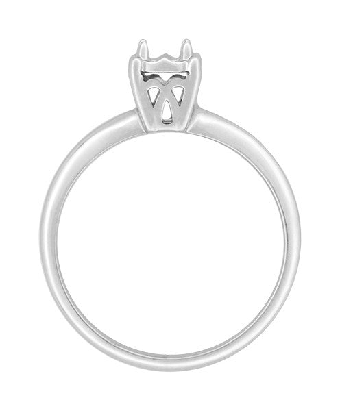 Vintage Style 1950's Illusion Solitaire Ring Setting in 14 Karat White Gold for a 0.25, 0.33, 0.50, 0.64 Carat Diamond