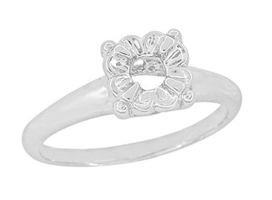 1940's Mid Century Modern Vintage Box Illusion Ring Setting in White Gold for a 0.20 to 0.40 Carat Round Diamond - R849