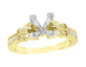 Art Deco Filigree Twin Butterflies Yellow Gold 3/4 Carat Princess Cut Diamond Engagement Ring Setting
