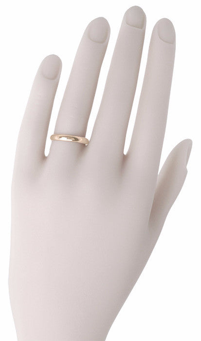 Size 8 | 3mm Half Round Vintage 14K Rose Gold Wedding Ring - Item: R855R - Image: 2