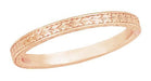 Art Deco Engraved Wheat Wedding Band in 14 Karat Rose ( Pink ) Gold