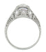 Art Deco Antique Diamond Filigree Engagement Ring in 18 Karat White Gold