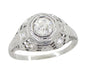 Art Deco Antique Diamond Filigree Engagement Ring in 18 Karat White Gold