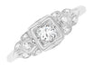 Chesney Art Deco Filigree Vintage Diamond Engagement Ring in 18 Karat White Gold