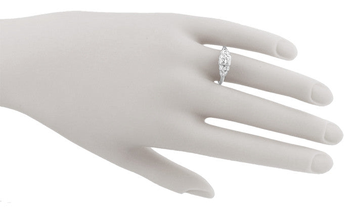 Chesney Art Deco Filigree Vintage Diamond Engagement Ring in 18 Karat White Gold - Item: R868 - Image: 5