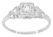 Chesney Art Deco Filigree Vintage Diamond Engagement Ring in 18 Karat White Gold