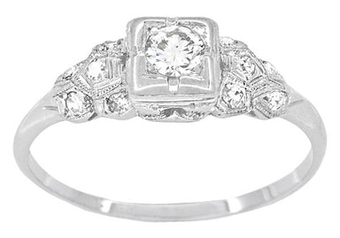 Chesney Art Deco Filigree Vintage Diamond Engagement Ring in 18 Karat White Gold - alternate view