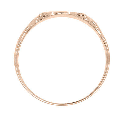 Art Nouveau Scrolling Vines Oval Signet Ring in 14 Karat Rose ( Pink ) Gold - Item: R878R - Image: 4