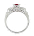 Ruby and Diamond Art Deco 18 Karat White Gold Shield Engagement Ring