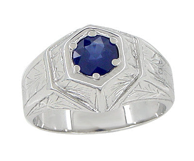 Mens Sapphire 14k Gold Ring Gift For Men Natural Sapphire Ring Gift For Man  Real | eBay