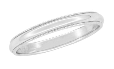 Vintage 2.5 mm ArtCarved Millgrain Wedding Band Ring in 14 Karat White Gold
