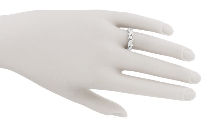 Frances Art Nouveau Style Diamond Wedding Ring in White Gold - 18K or 14K - Item: R901W - Image: 4