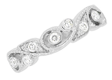 Frances Art Nouveau Style Diamond Wedding Ring in White Gold - 18K or 14K - alternate view