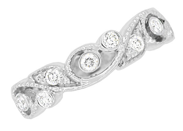 Frances Art Nouveau Style Diamond Wedding Ring in White Gold - 18K or 14K - Item: R901W - Image: 2
