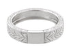 Men's Art Deco 5mm Wide Engraved Wheat Wedding Band Ring in 18 Karat White Gold