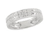 Men's Art Deco 5mm Wide Engraved Wheat Wedding Band Ring in 18 Karat White Gold
