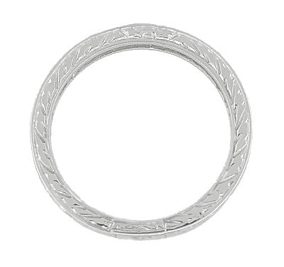 Art Deco Wedding Ring - Platinum with Wheat Engraving - Item: R910P - Image: 3
