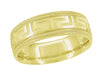 1950's Mid Century Modern Greek Key Sculptural Wedding Band in Yellow Gold - 7mm Wide