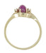 Side of Oval Domed Oval Star Ruby Ring in Yellow Gold - R921