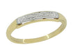 Retro Moderne Engraved Flowers Wedding Band in 14 Karat Yellow and White Gold