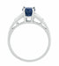 Antique Mid Century Blue Sapphire and Diamond Baguettes Engagement Ring in Platinum