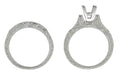 Art Deco Scrolls 1.75 Carat Princess Cut Diamond Engagement Ring Setting and Wedding Ring in 18 Karat White Gold