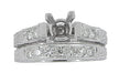 Art Deco Platinum Carved Scrolls Engagement Ring Setting for a 1.75 Carat Princess Cut Diamond with Matching Wedding Ring