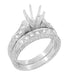 Art Deco Engraved Scrolls 1.25 Carat Diamond Engagement Ring Setting and Wedding Ring in Platinum