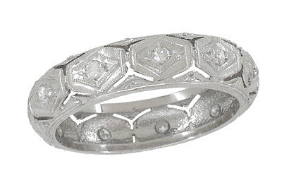 Edgewood Art Deco Antique Diamond Wedding Ring in Platinum | 4.6mm Wide | Size 4.5