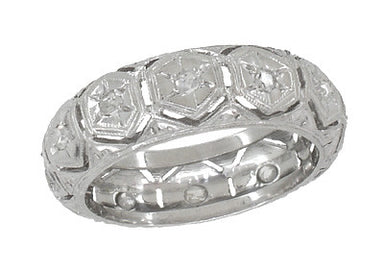 Easton Art Deco Vintage Rose Cut Diamond Wedding Band in Platinum - Size 4.5