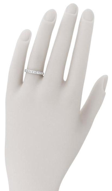 Herara Platinum Channel Set Diamonds Estate Wedding Band - Ring Size 6 - alternate view