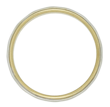 Mixed Metals Millgrain Edge Heirloom Wedding Band in Two Tone 14 Karat White and Yellow Gold - 3.5mm - alternate view