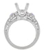Art Deco 1 Carat Princess Cut Diamond Wheat Engraved Engagement Ring Setting in 18 Karat White Gold with Diamonds and Princess Cut Sapphires