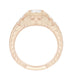 Rose Gold Art Deco Filigree Flowers & Scrolls 1/2 Carat Engraved Diamond Engagement Ring