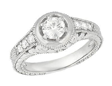 Low Profile Halo Engagement Ring - Vintage - R990W50
