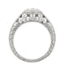 Art Deco Filigree Scrolls and Flowers Carved Low Profile 3/4 Carat Diamond Engagement Ring Setting in White Gold - 14K or 18K