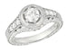 Art Deco Filigree Scrolls and Flowers Carved Low Profile 3/4 Carat Diamond Engagement Ring Setting in White Gold - 14K or 18K