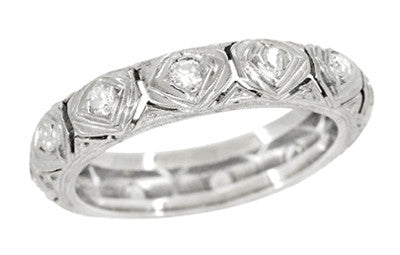Bethany Antique Art Deco Diamond Wedding Band in Platinum - Size 5 1/4