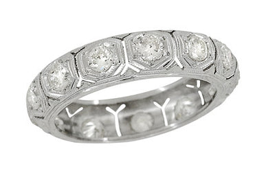 Southford Art Deco Antique Platinum and Diamond Filigree Wedding Band - Size 5