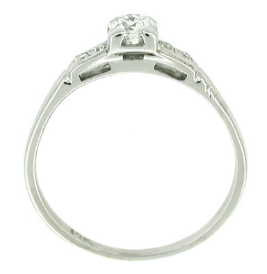Dainty 1950's Retro Moderne Antique Diamond Engagement Ring - 14K White Gold - alternate view