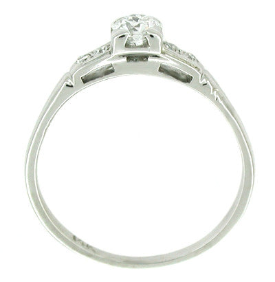 Dainty 1950's Retro Moderne Antique Diamond Engagement Ring - 14K White Gold - Item: R211 - Image: 2