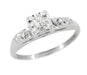 14 Karat White Gold Retro Moderne Antique Diamond Engagement Ring